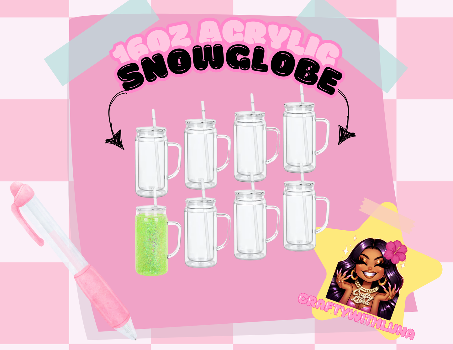 16oz Acrylic Snowglobe Mug