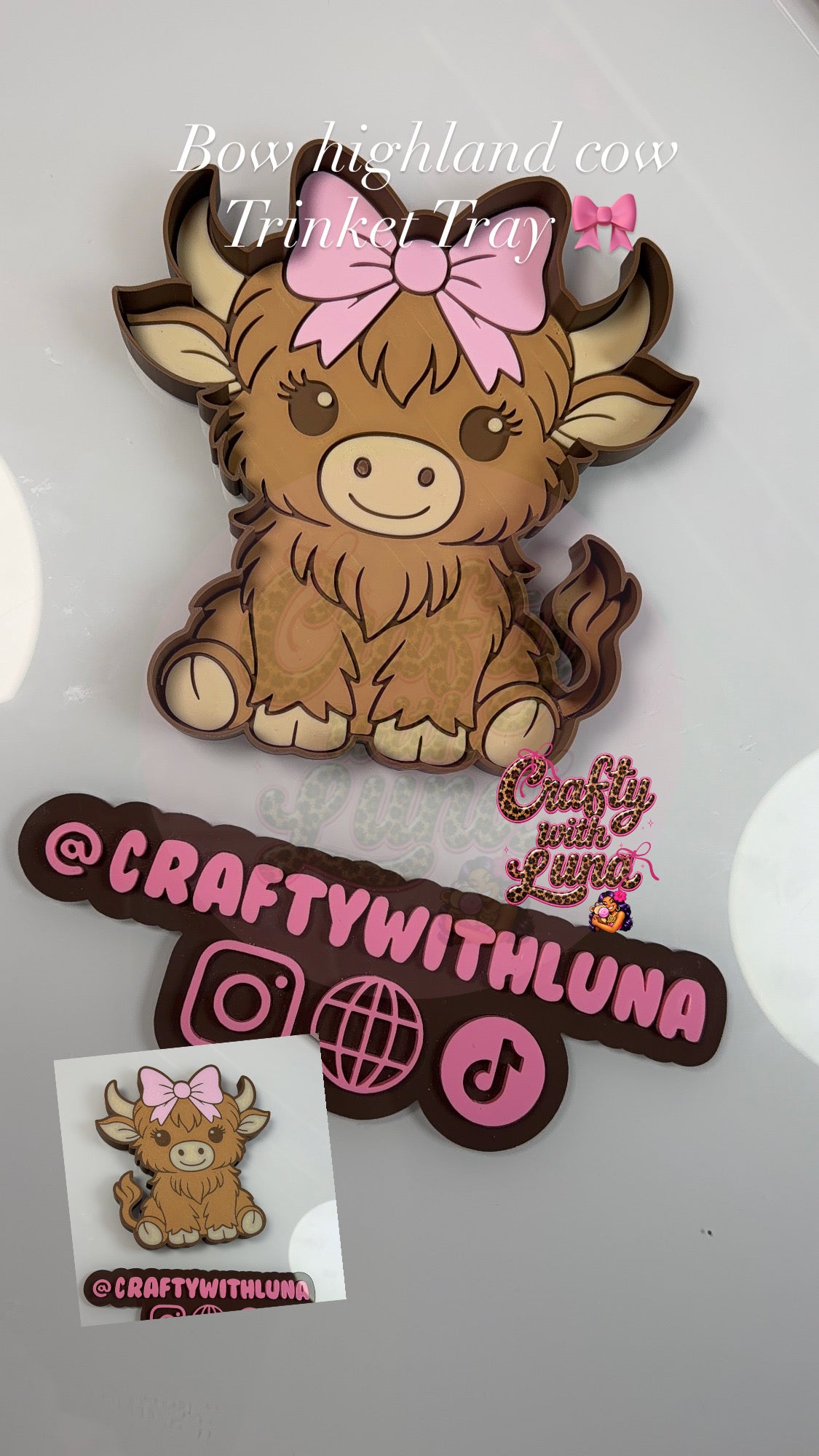 Bow Highland Cow Trinket Tray XL