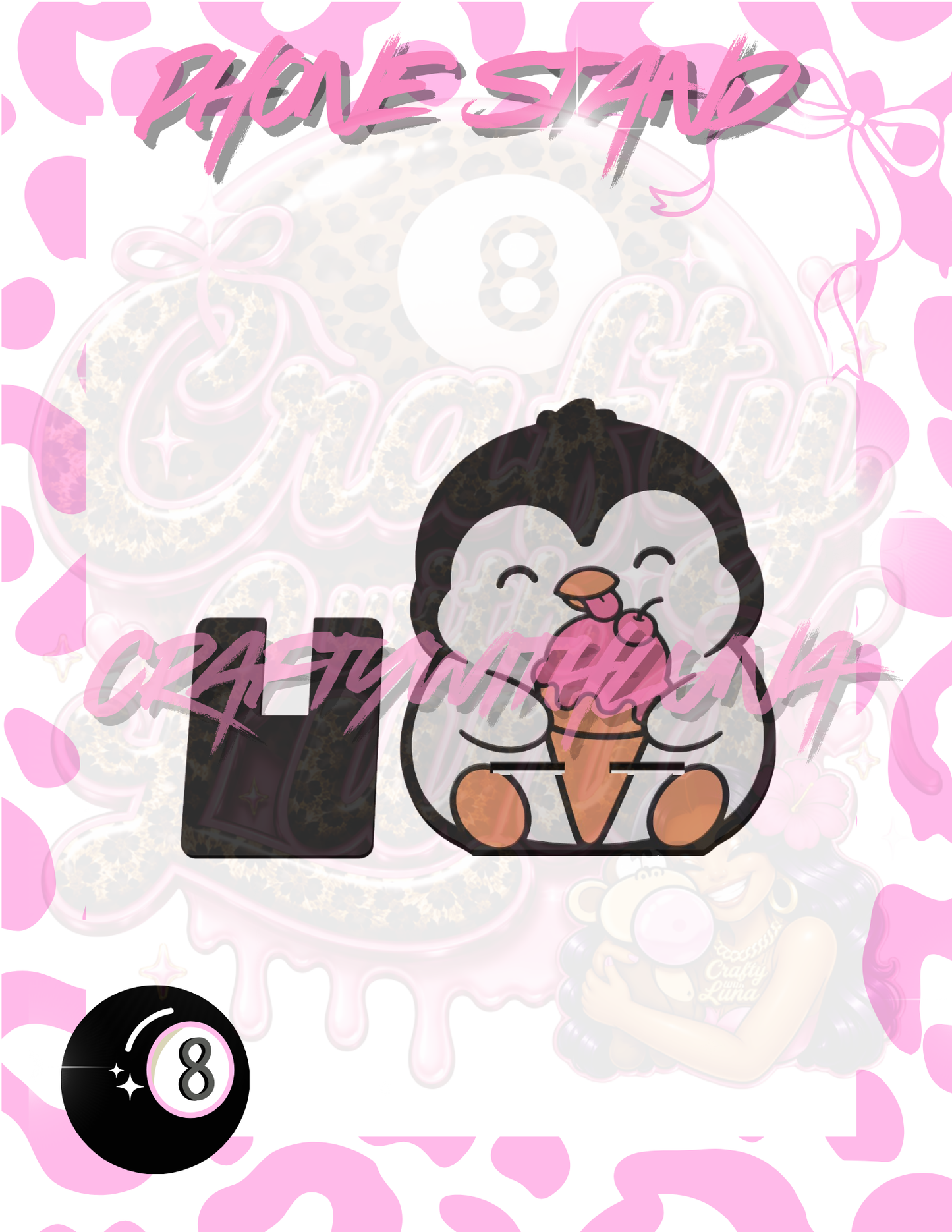 Cute Penguin Ice cream Phone Stand