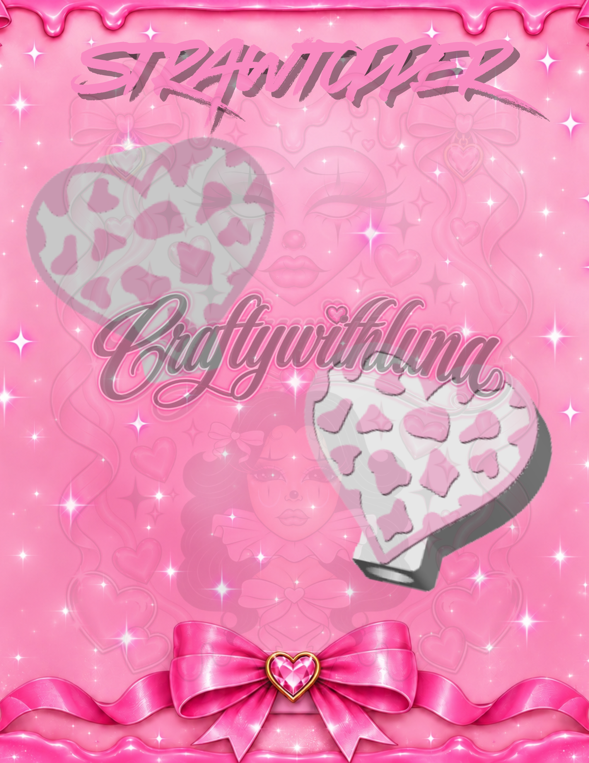 Cow Heart Pink Strawtopper