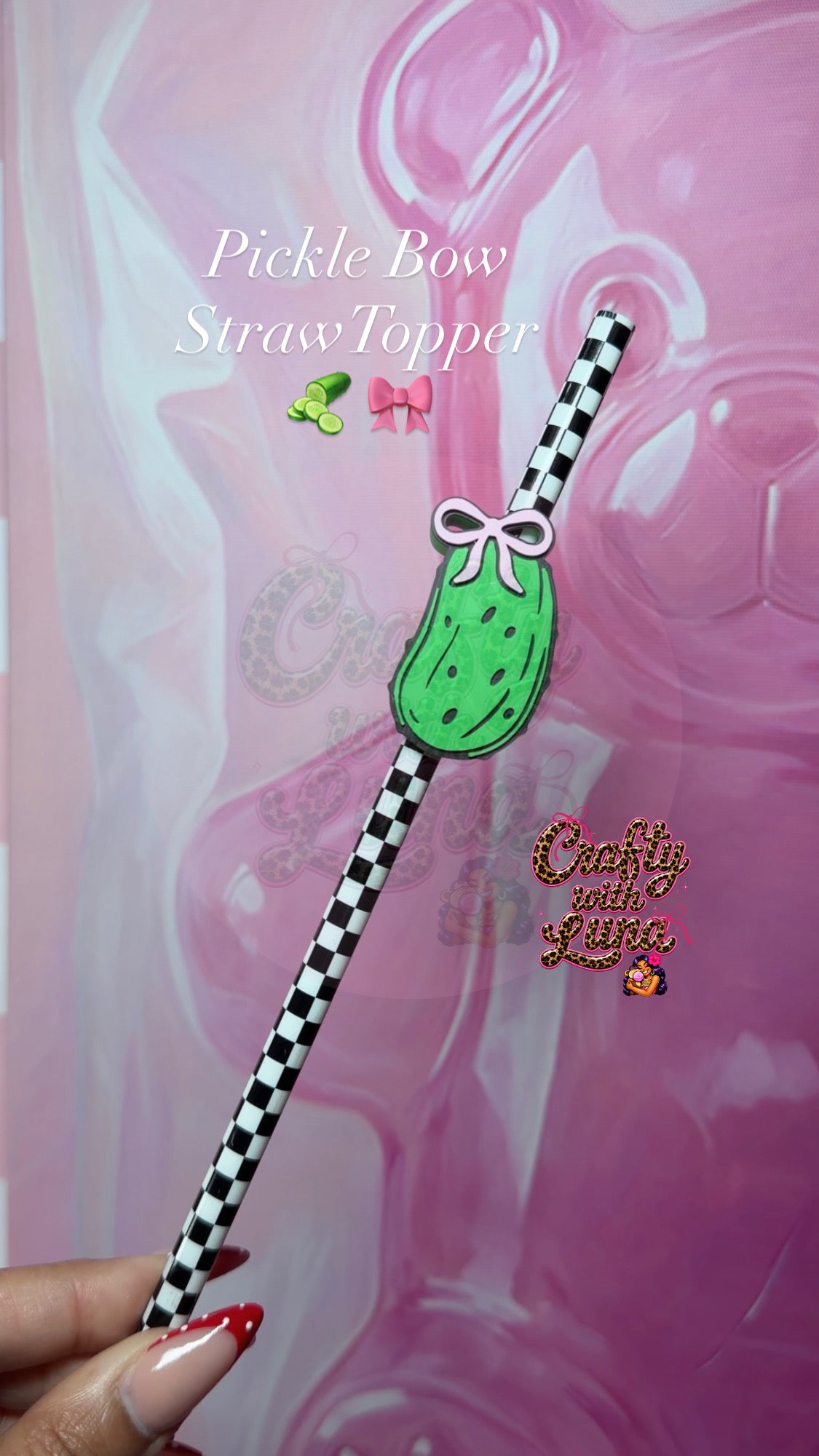 Coquette Pickle 🥒🎀 StrawTopper