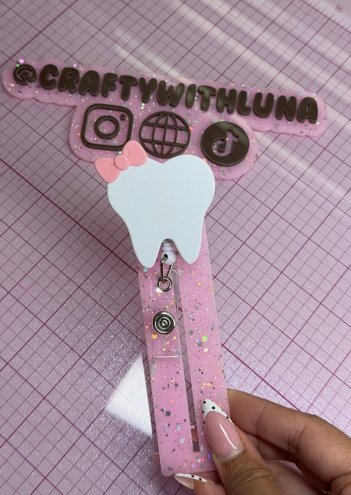 Coquette Tooth Badge Reel 🦷🎀