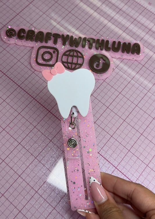 Coquette Tooth Badge Reel 🦷🎀