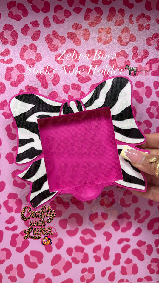 Zebra Bow Sticky Note Holder🦓🎀