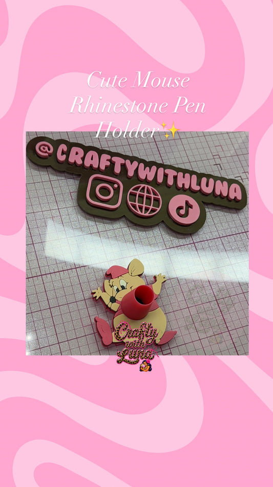 Cute Mouse Rhinestone Pen Holder ✨