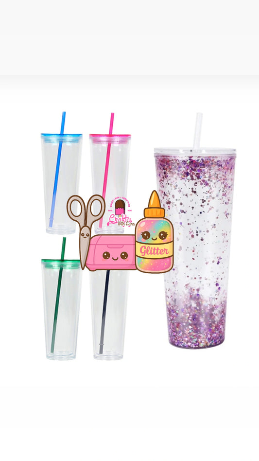 24 Oz Snowglobe Colorful Lids