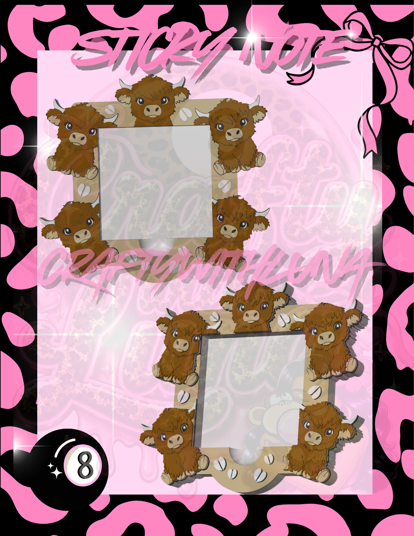 Highland Cow Sticky Note Holder