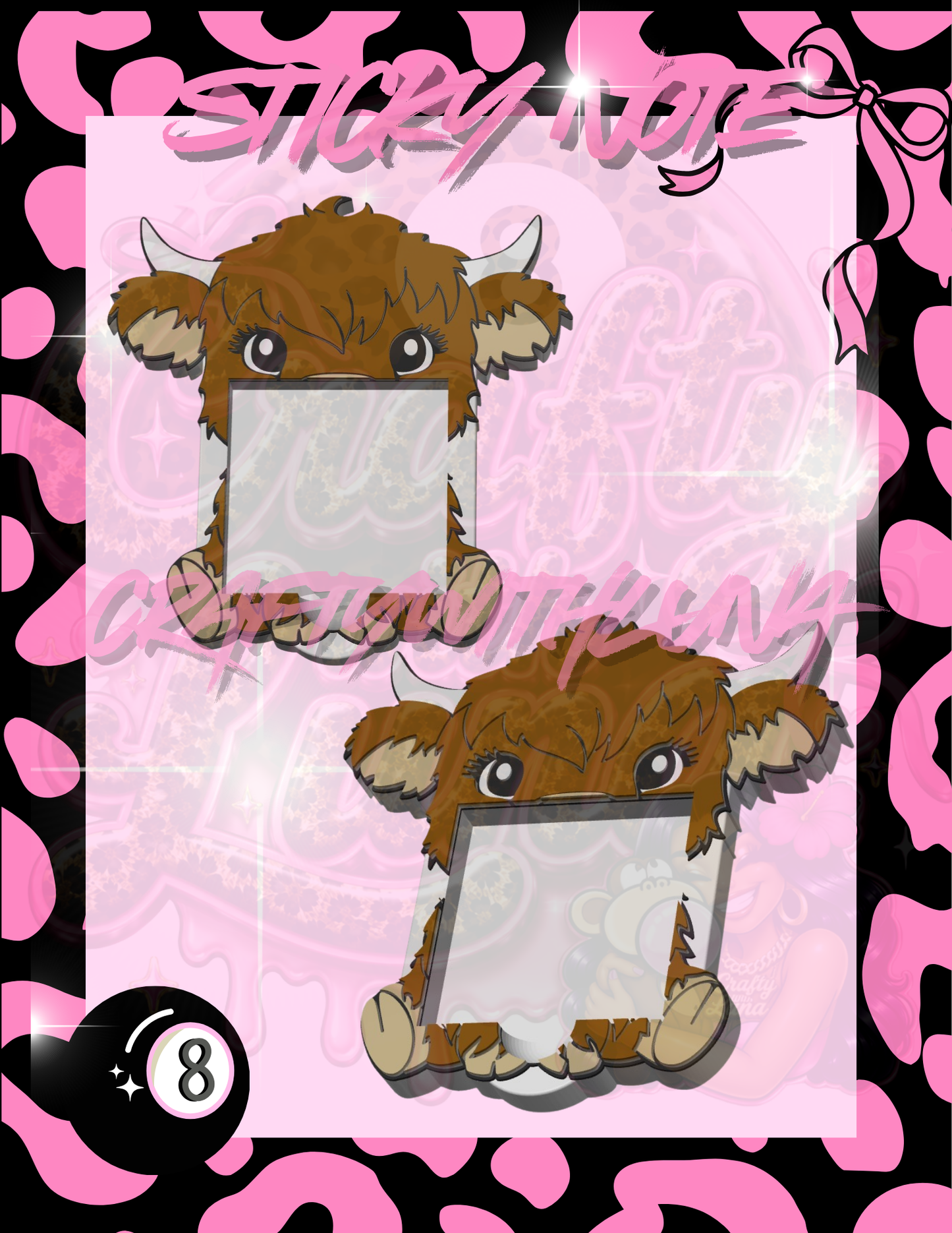 Highland Cow Sticky Note Holder