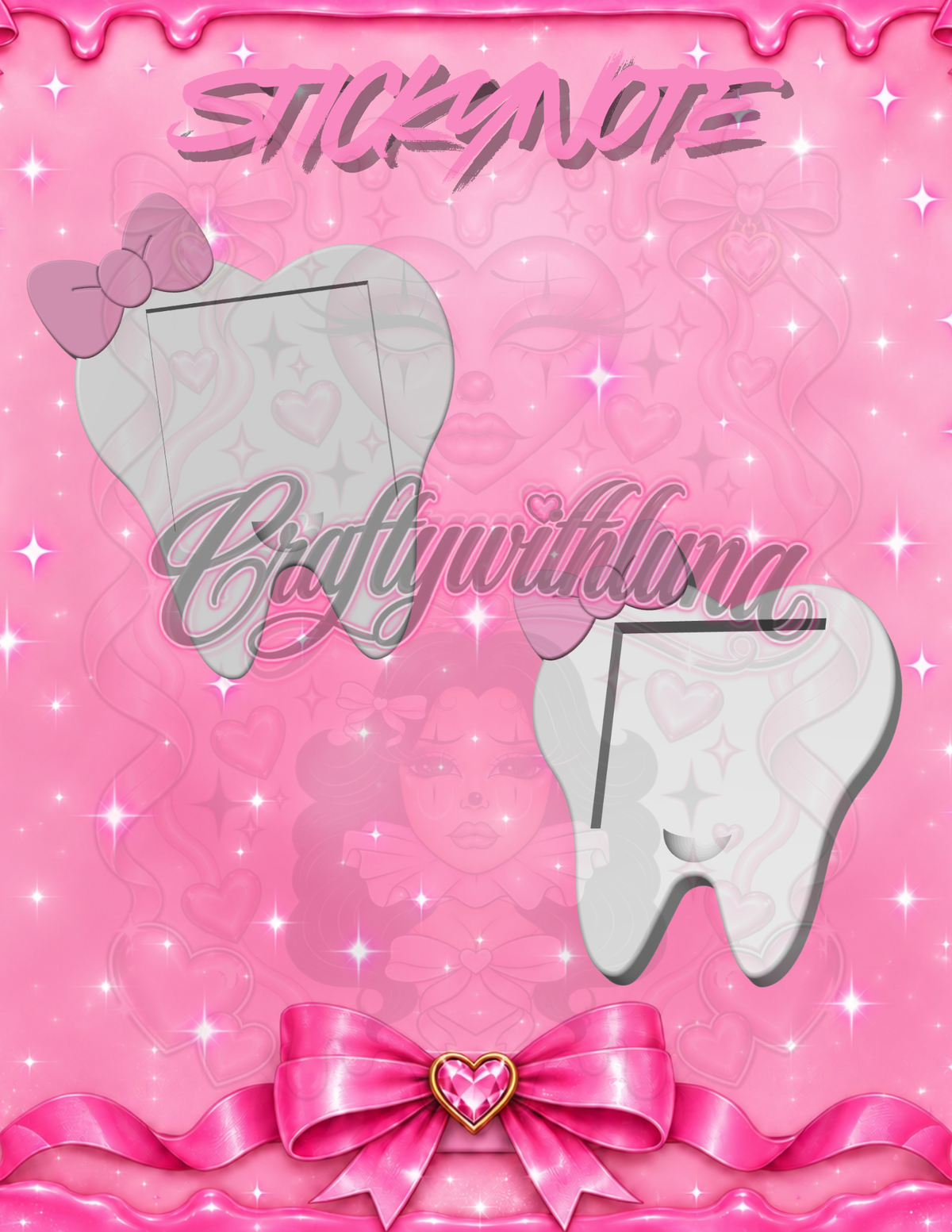 Bow Tooth Sticky Note Holder 🦷🎀