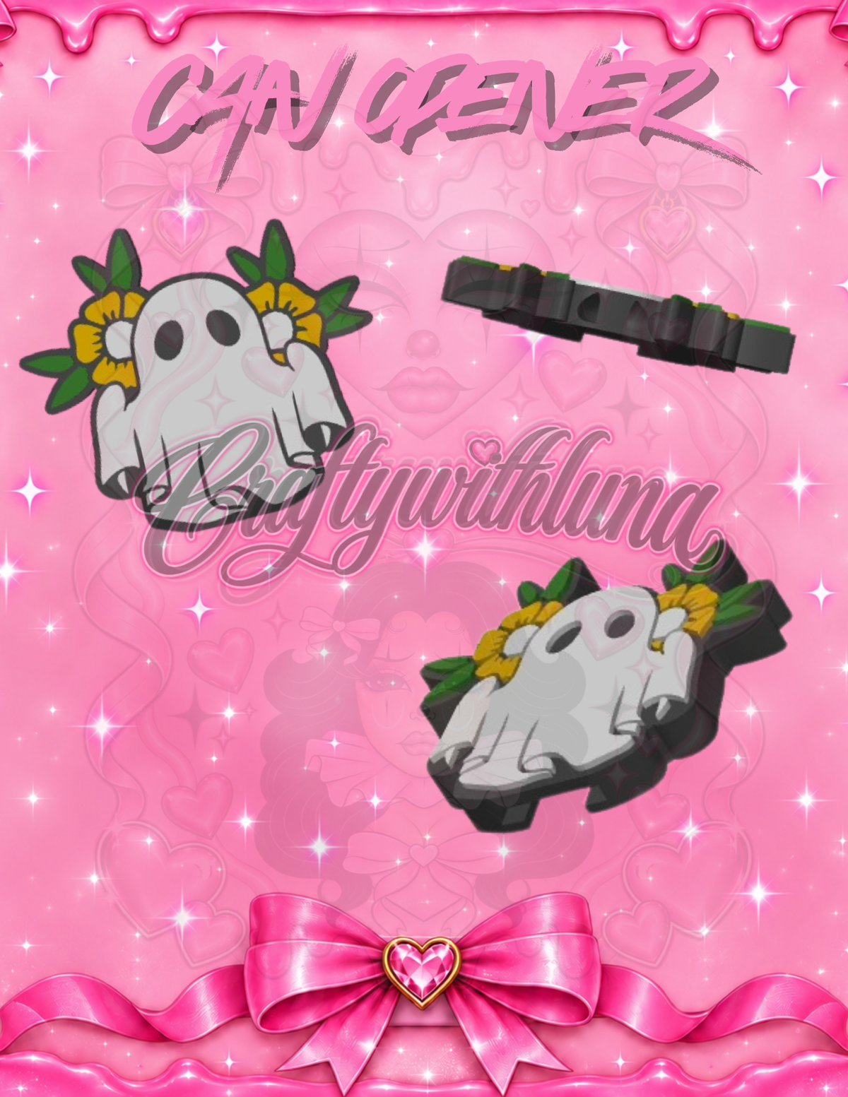 ghost with flowers and sunflowers-halloween Can Opener