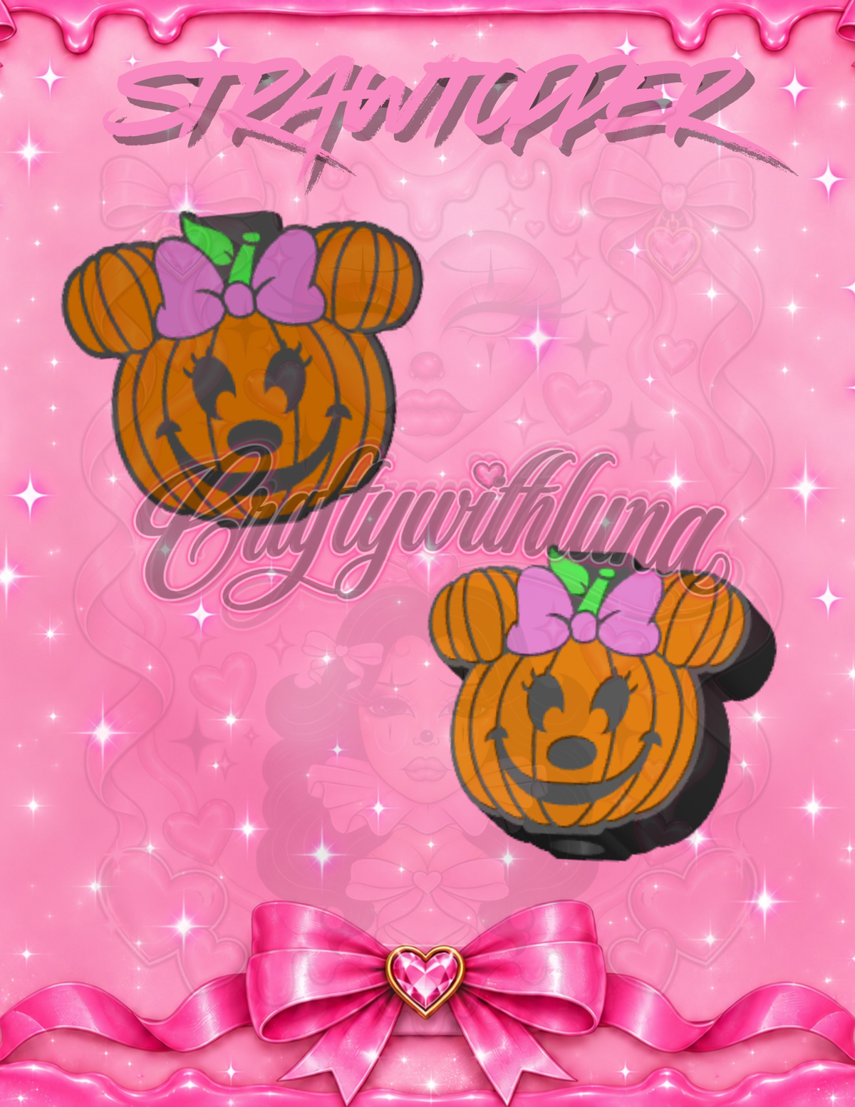 Halloween pumpkin girl Strawtopper