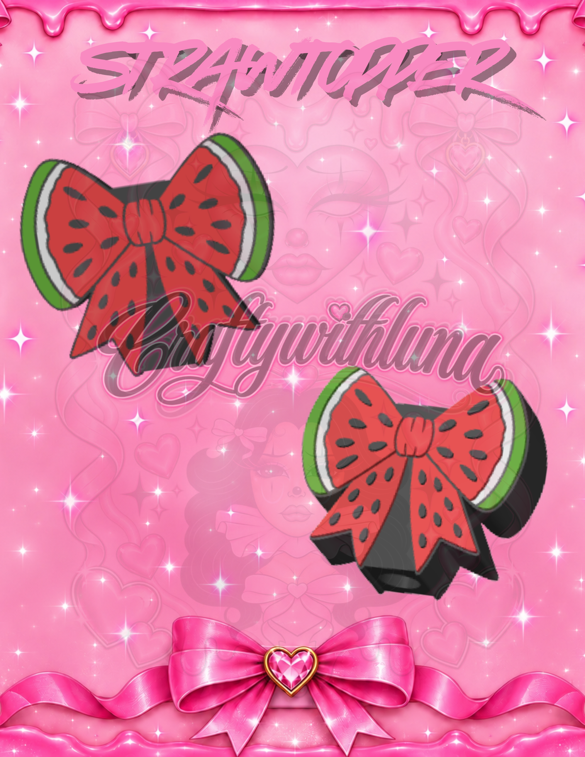 Watermelon bow Strawtopper