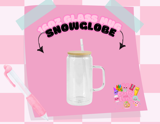 16oz Glass Mug Snowglobe
