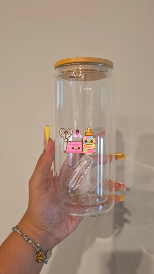 20 oz glass snowglobe cup