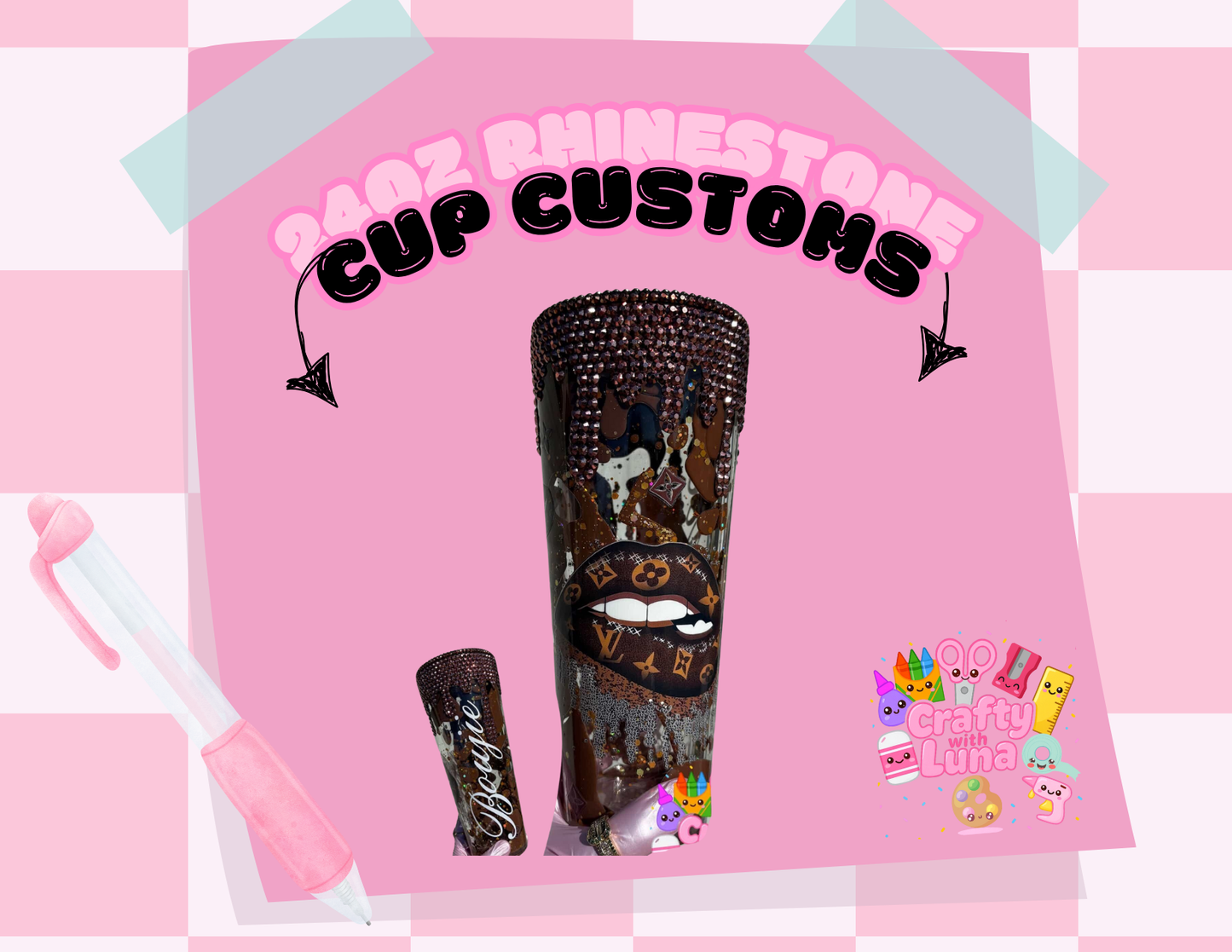 Rhinestone drip cup 24oz